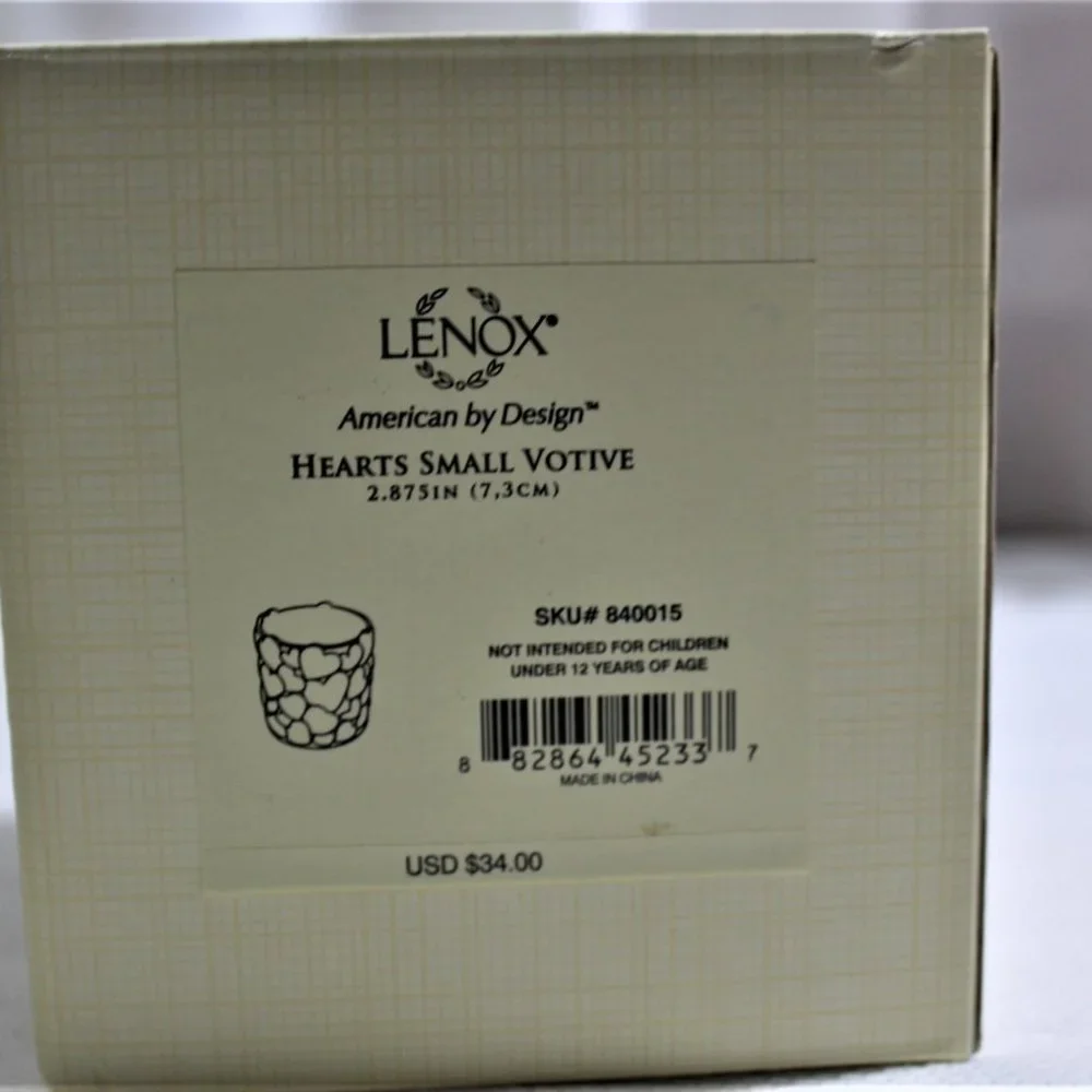 Lenox Hearts Small Votive, Candle Included,  NIB